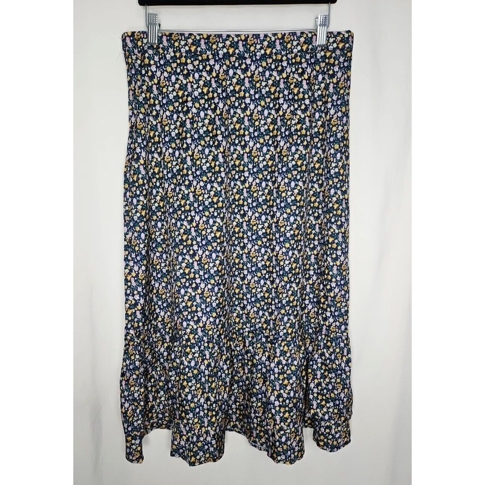 Allegra K Women's Blue Floral Midi Skirt‎ Size Large - NWT